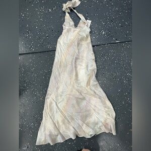 Zara Iridescent Cream Maxi Dress